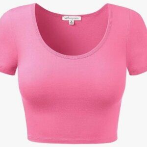 Short Sleeve Scoop Neck Crop Top